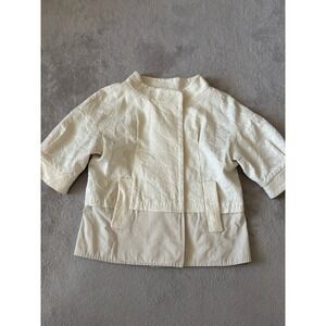 BCBGMAXAZRIA Jacket Cropped Button Front Textured Career Coat‎ Beige Small